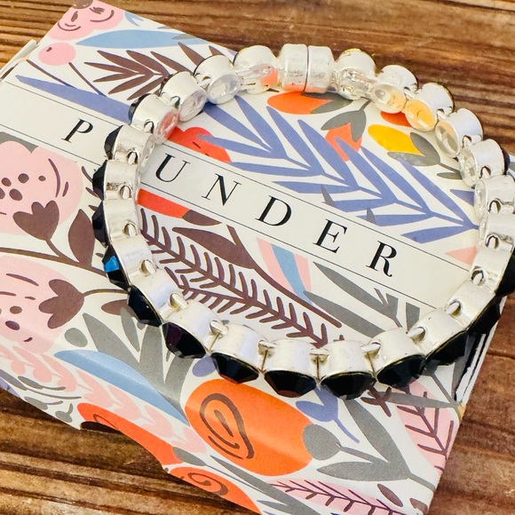 Plunder Designs Retired “Essie” Magnetic Silver Tone and Black Bangle Bracelet - Picture 10 of 16